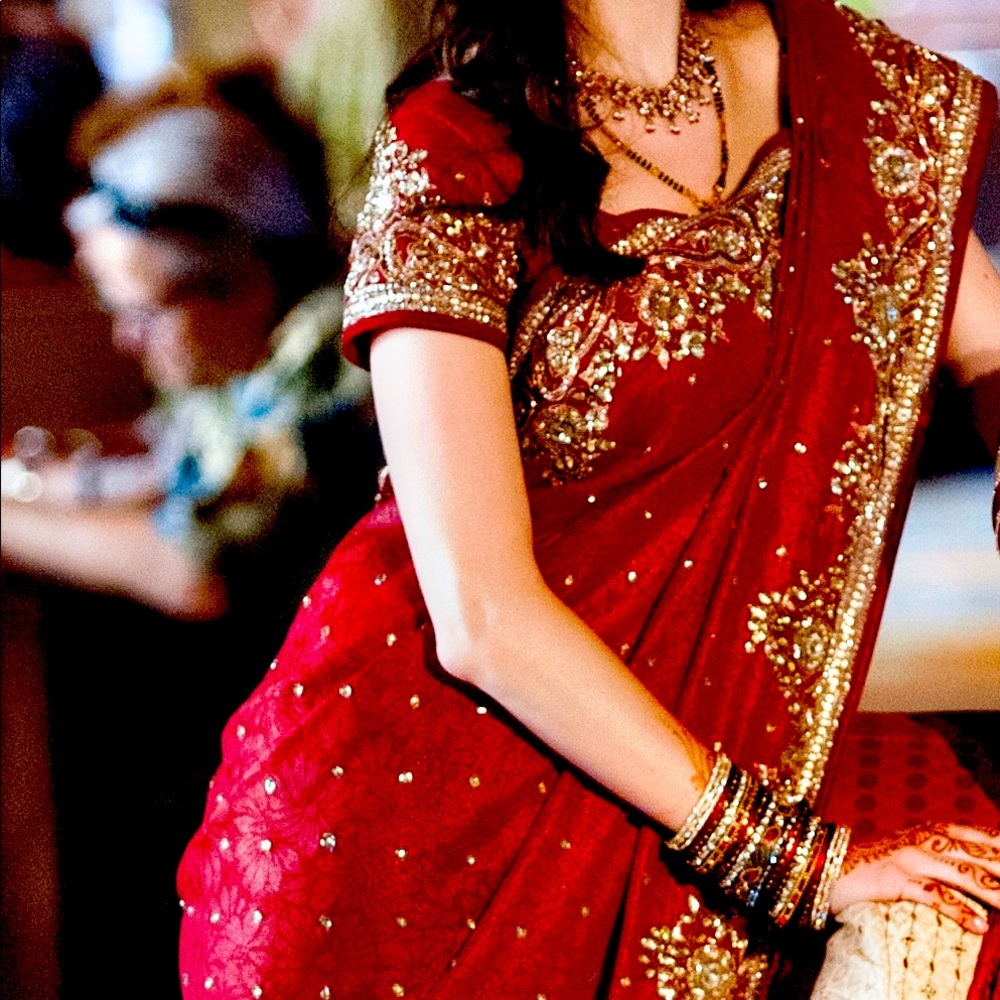 Bright Red Wedding Saree